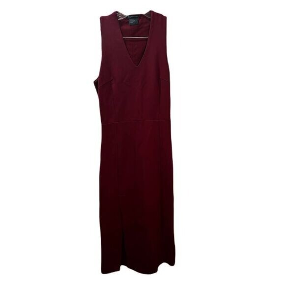 A/X‎ Armani Exchange Sleeveless Burgundy Midi Dress With Slit XS - Picture 2 of 4